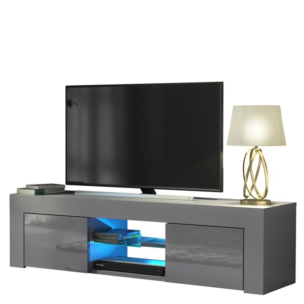 Mex Furniture 130cm TV Unit Sideboard Cabinet Cupboard with High Gloss Doors and LED Light