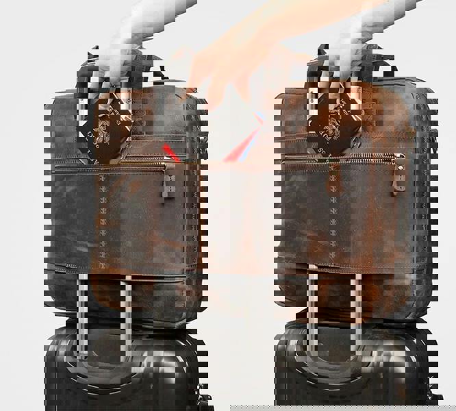 Touribag Genuine Leather Briefcase With Multiple Pockets