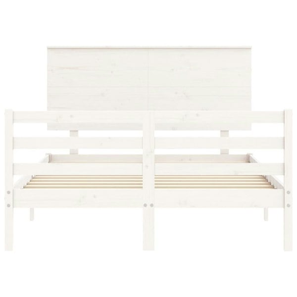 Berkfield Bed Frame with Headboard White 140x190 cm Solid Wood