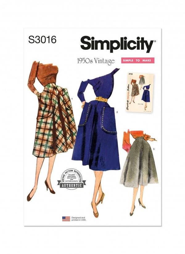 Simplicity Sewing Pattern 3016, Skirts, Vintage Style for Women, K5 (8-10-12-14-16) - Easy