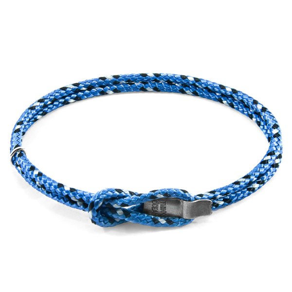 Anchor & Crew Blue Think Ocean Signature Silver and Rope Bracelet