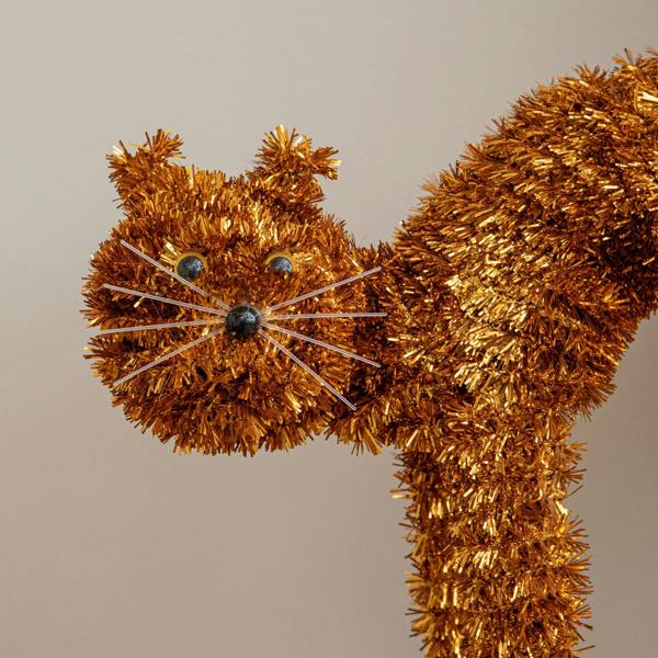 Samuel Alexander 42cm Standing Scaredy Cat Halloween Decoration in Orange