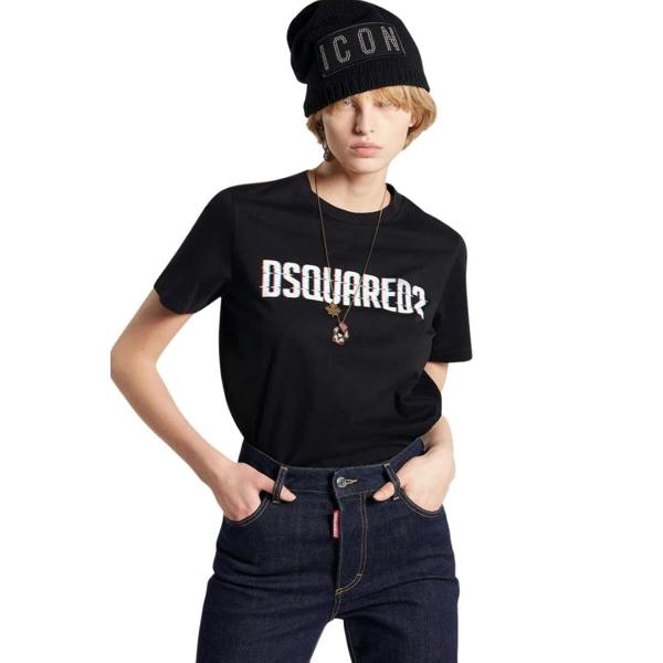 DSQUARED2 Logo Print Crew Neck Black  T-Shirt XXS
