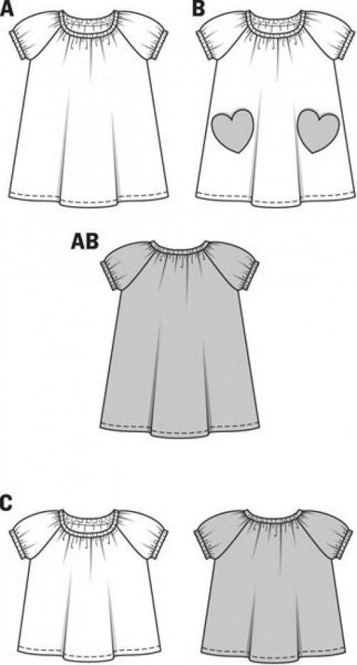 Burda Sewing Pattern 9438 Dresses and Tops For Kids and Babies, Ages: 2-7 - Easy