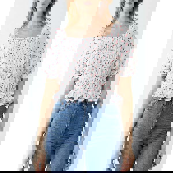 Pink Vanilla Short Sleeve Ruched Cherry Top