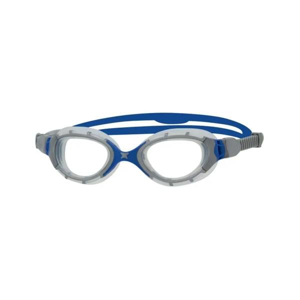 Zoggs Predator Flex 2.0 blue gray swim goggles with clear lenses