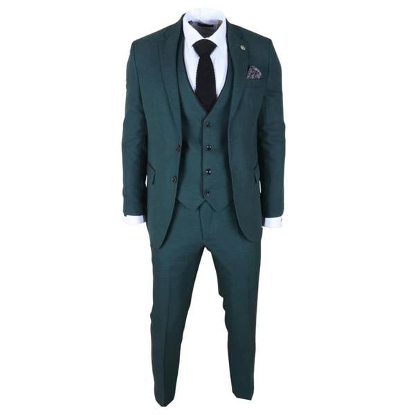 TruClothing IM46 - Men's 3 Piece Green Tailored Fit Suit