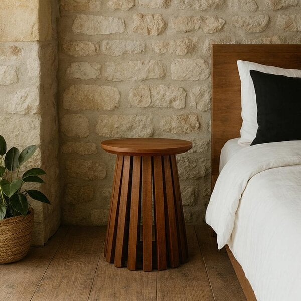 Wyld Haus Birmingham Slatted Mango Wood Side Table