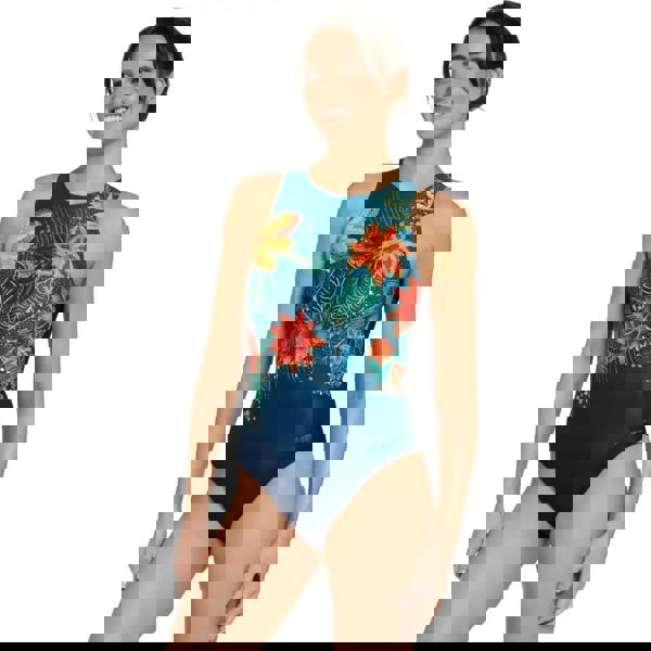 Zoggs Mandira Hi Front Swimsuit - Blue/Multi