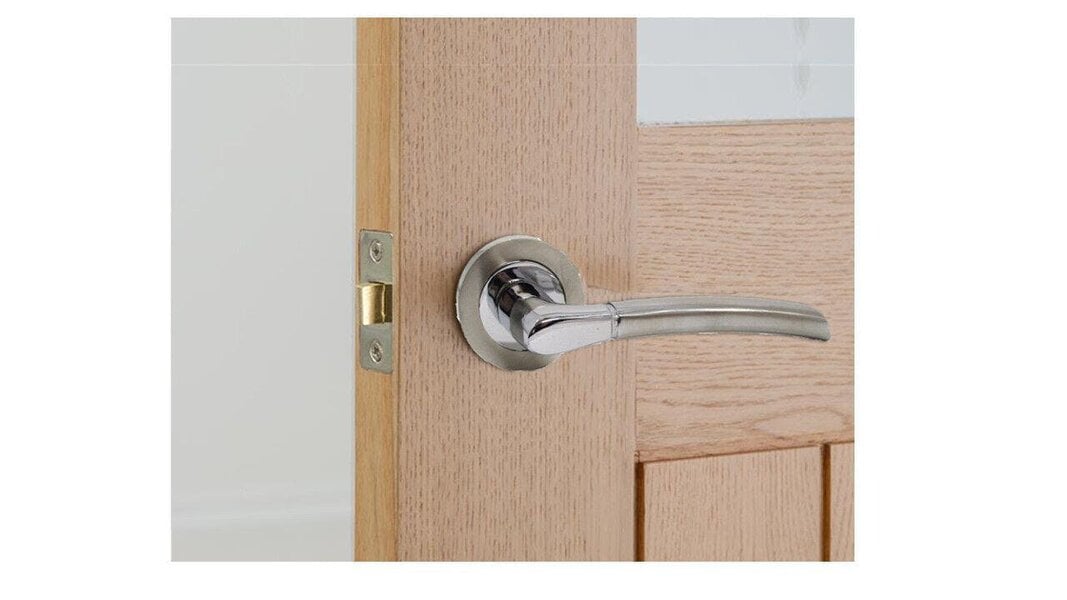 EDH Door Hardware Epsom Door Handle Internal Chrome & Satin Duo Door Handles- 6 sets