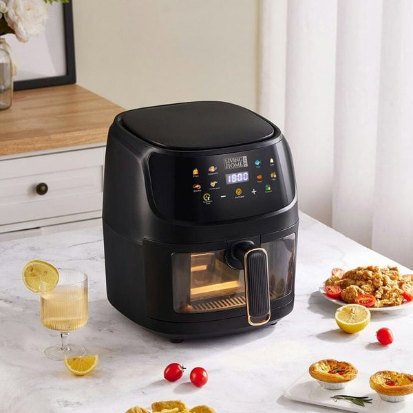 5L White/Black Digital Smart Air Fryer with Visible Window Kitchen Appliances Living and Home Black