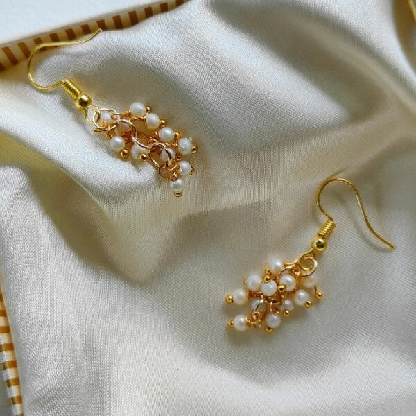 The Colourful Aura Gold and Silver Small Pearl Poth Dainty Pearl Delicate Dainty Drop Hook Earrings