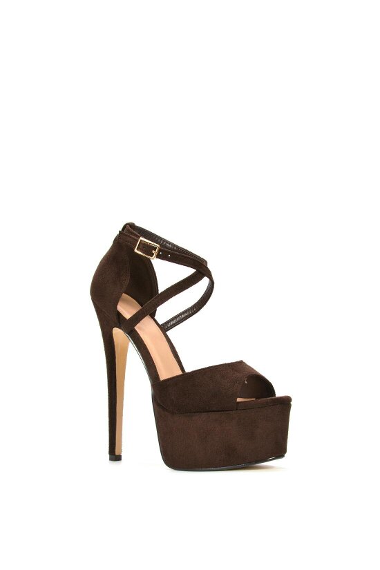 XY LONDON Strappy High Platform Heels With Peep Toe