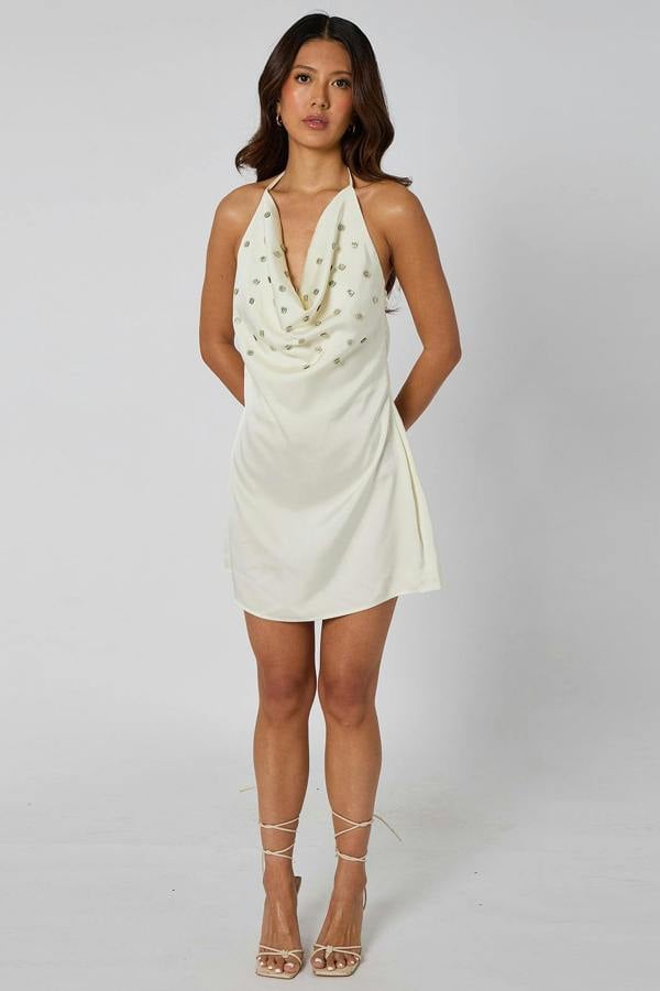 Urban Bliss Button Detail Cowl Neck Mini Dress