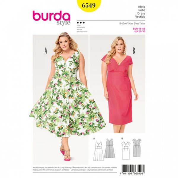 Burda Sewing Pattern 6549 Dresses For Women, 20 to 30 - Intermediate