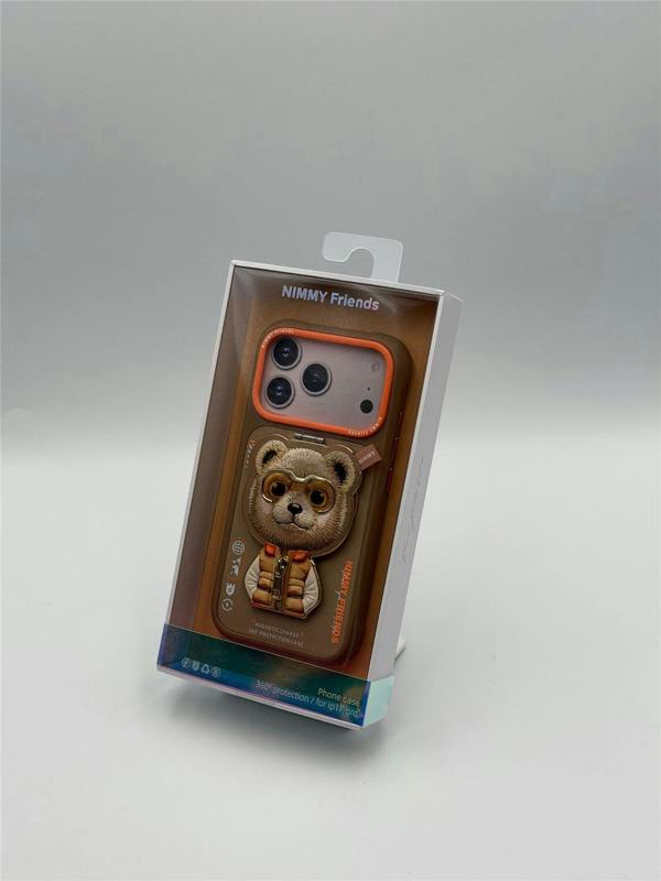 Nimmy Friends Nimmy Cool & Cute 2.0 Bear Case with MagSafe Stand for iPhone 17 Pro 6.3" Brown Orange - N-YJKM-CXZJZH-IP17-PRO-011-B
