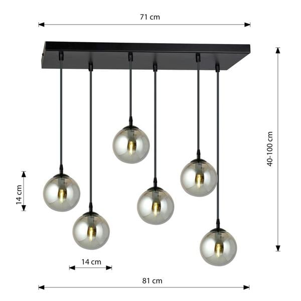 Emibig COSMO Pendant lamp  6 x E14 Black with Graphite Shade