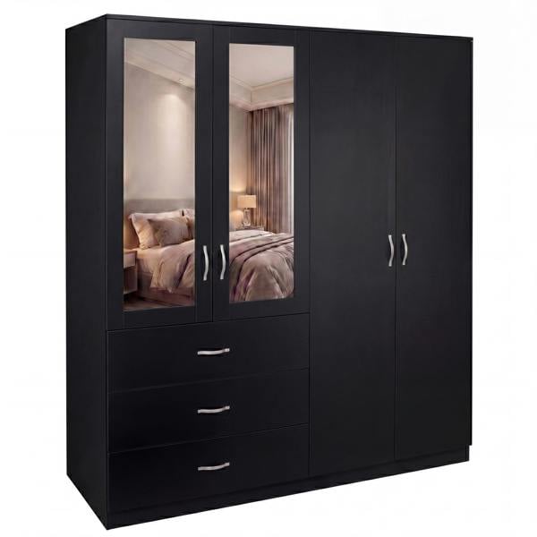 Vida Designs Riano 4 Door 3 Drawer Mirrored Wardrobe