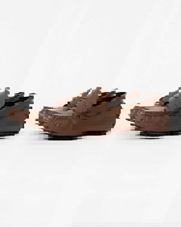 BOSS Orange Mens Leather Driving Moccasins - Medium Brown 214 - CHO - Designer Mens Shoes