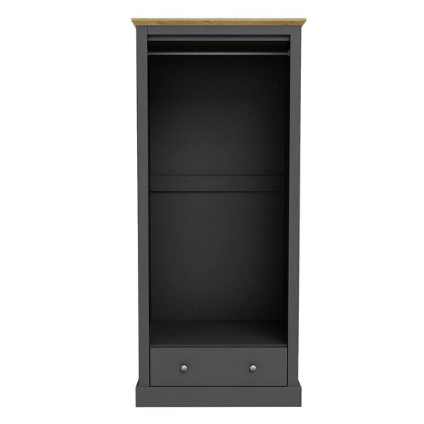 Wyld Haus Ardee Dark Grey and Natural Oak Wooden Wardrobe 2 Doors 1 Drawers