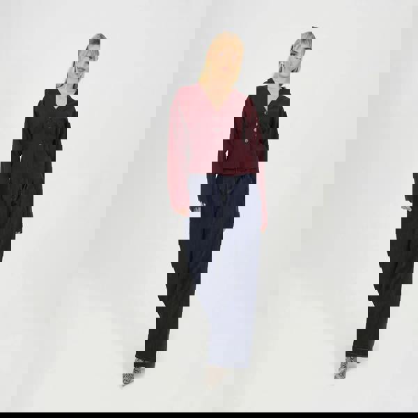 Brave Soul Burgundy Long Sleeve Button Down Top With Pleats - Burgundy Image 3