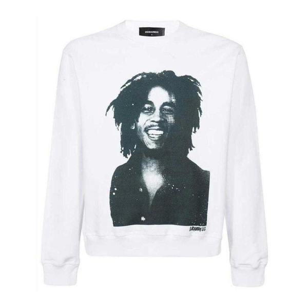 DSquared2 Mens Bob Marley Cool Fit Sweatshirt - White - 