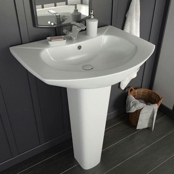 Berkfield Freestanding Basin with Pedestal Ceramic White 650x520x200 mm