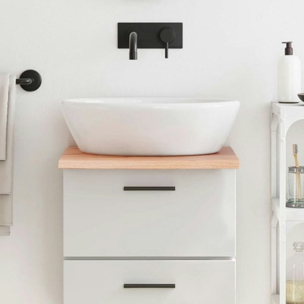 Berkfield Bathroom Countertop Light Brown 40x60x2 cm Treated Solid Wood