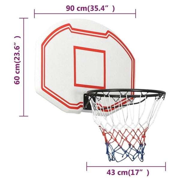 Berkfield Basketball Backboard White 90x60x2 cm Polyethene
