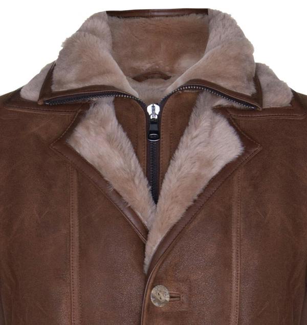 Infinity Leather Mens Warm Shearling Sheepskin Leather Coat-Florence
