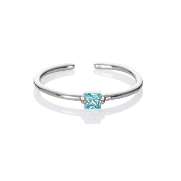 Adjustable Light Blue Ring for Women with a Square Zirconia Stone - namana.london