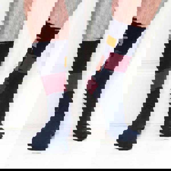 Jemsox Block Pattern Organic Cotton Mens Socks | Comfort Top & Breathable Fit