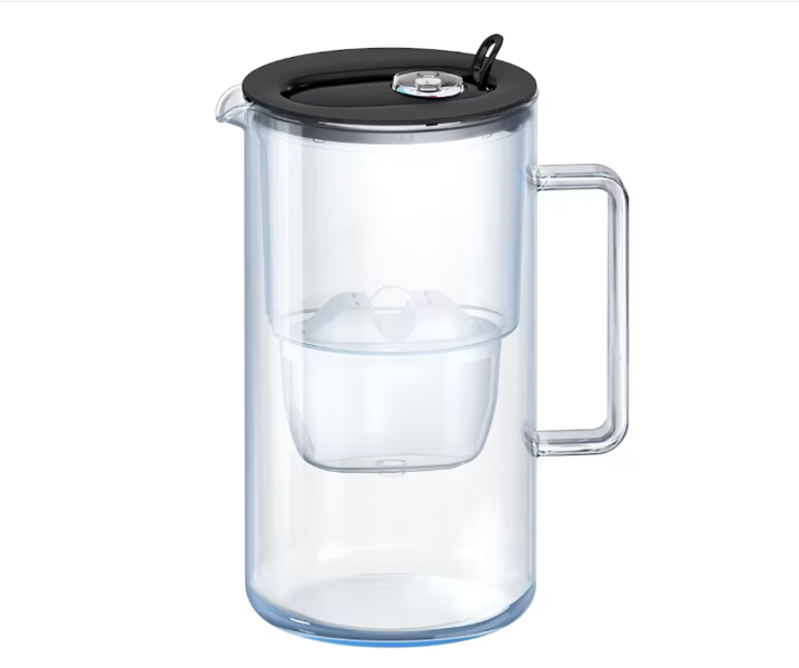 AQUAPHOR Glass 2.5 Litre Water Filter Jug in Black with 1 x Maxfor+ filter