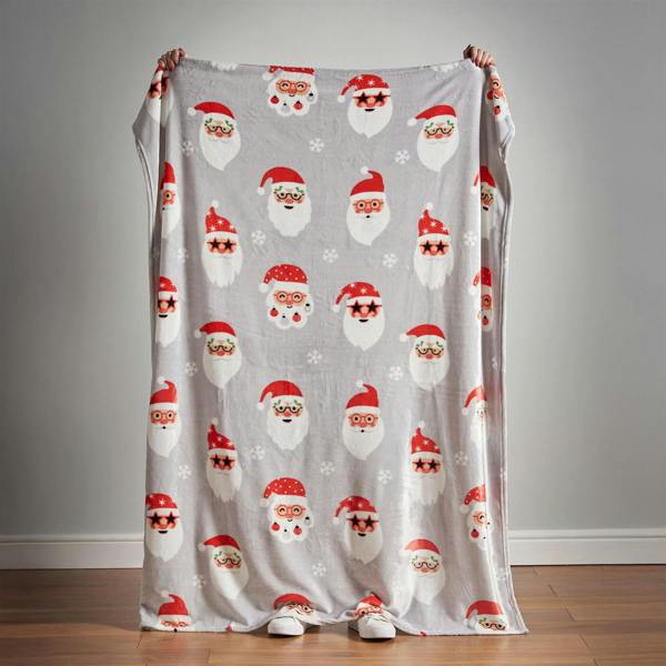 Christmas Santa Spec-Tacular Grey Throw 130x170cm