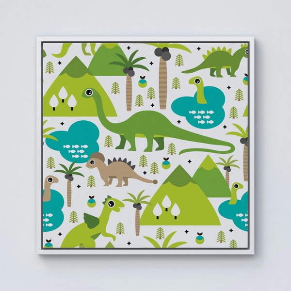 Warren Reed Baby Dinosaur Print Framed Canvas