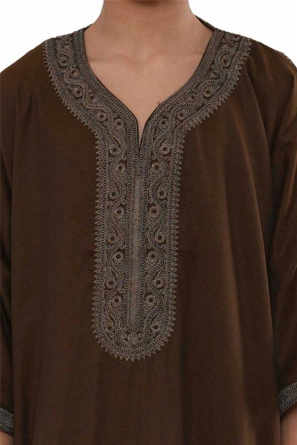 Infinity Leather Kids Boys Ramadan Moroccan Thobe Robe Djellaba Gandoura Eid Jubba- K-HM67