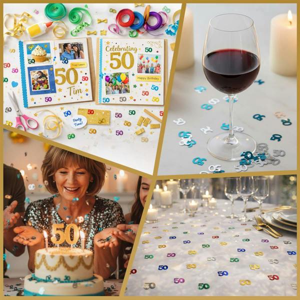 50th Birthday Multicolour Metallic Confetti Pack, Foil Table Decoration for Celebrations and Party Displays image 5