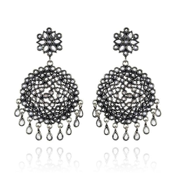 Sterling Silver Oxidized chandelier Earrings For Women - namana.london
