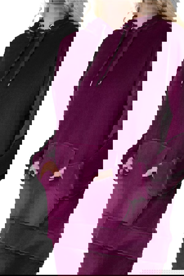 Camille Burgundy Supersoft Velour Loungewear Pyjama Set