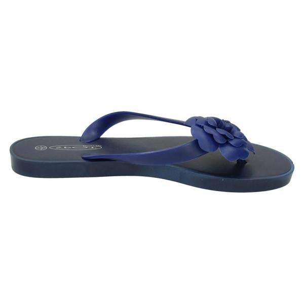 Spot On Ladies Spot On Flat Toepost Flower Trim Sandal