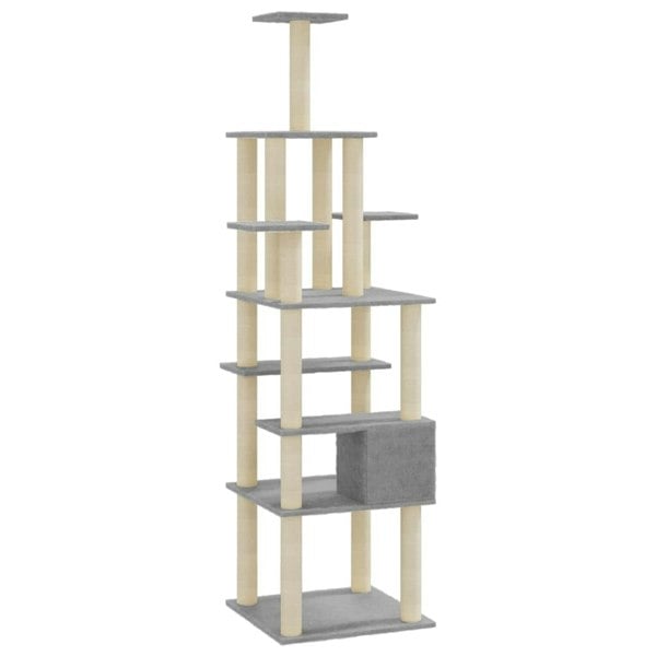 Berkfield Cat Tree with Sisal Scratching Posts Light Grey 183 cm