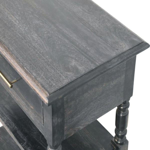 Artisan Furniture Solid Wood Heritage Turned-Leg Side Table, 1 Drawer & 2 Open Slots, Dark Brown