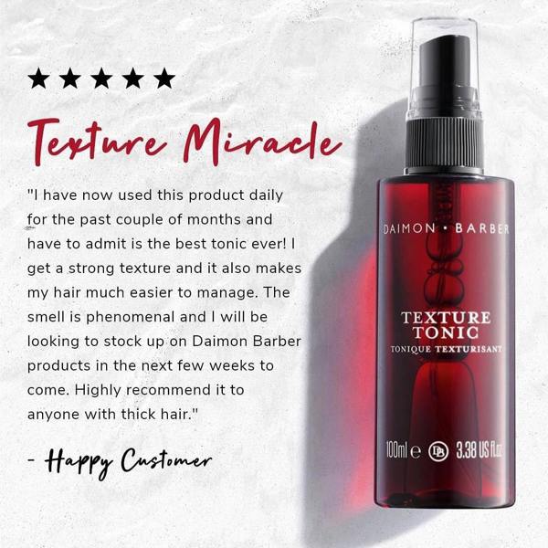 Texture Tonic bottle with customer testimonial text