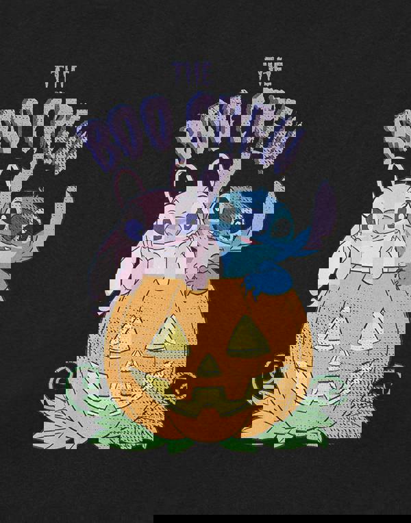 Disney Lilo & Stitch Girls Black BOO Crew Short Sleeved T-Shirt