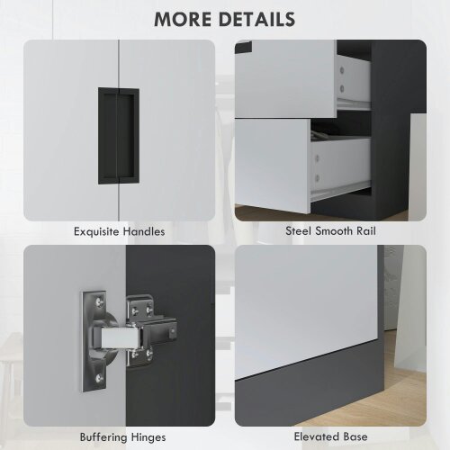 Wyld Haus Corario Wooden Grey and White 2 Door Wardrobe With 3 Drawers And Hanging Rod