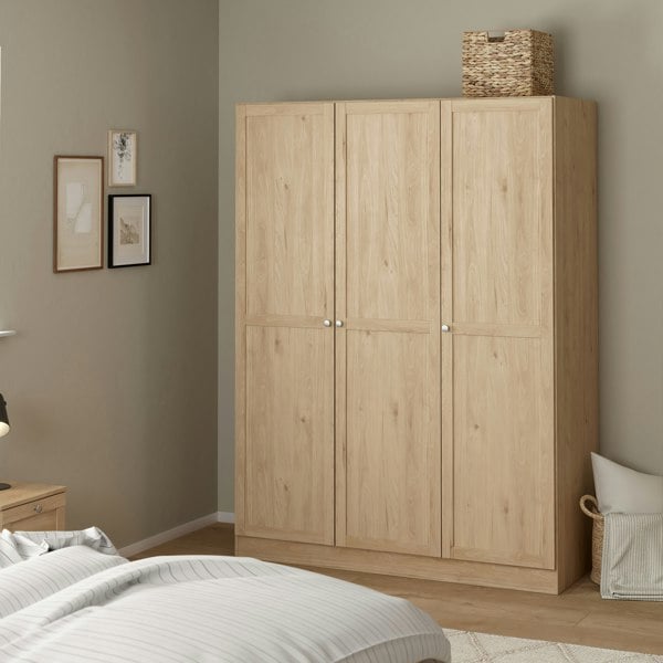 Furniture To Go Brande Wardrobe with 3 Frame Doors in Jackson Hickory