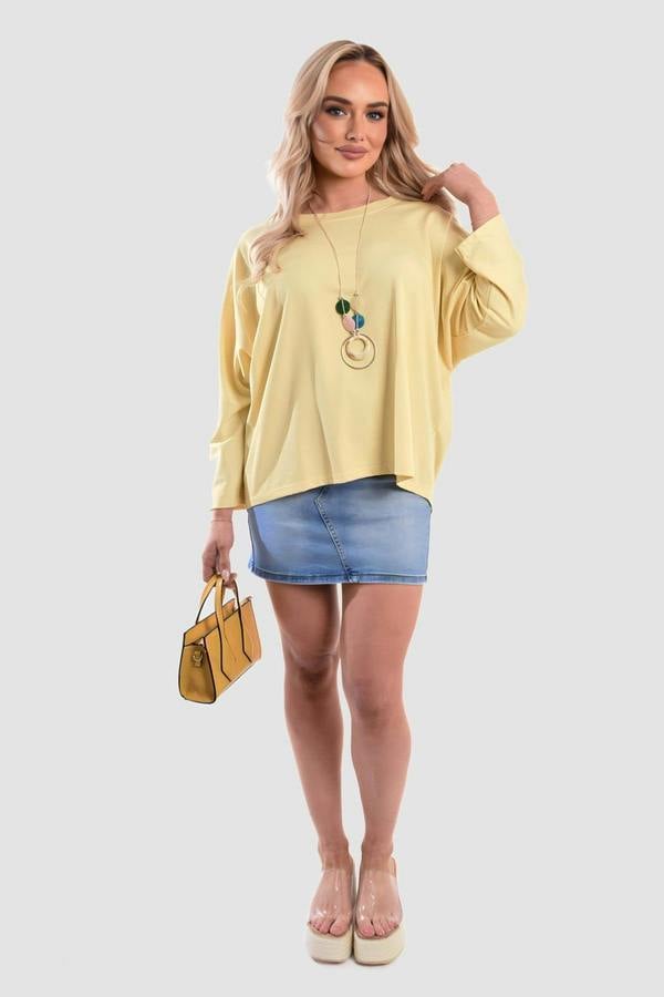 Emmy Casual Long Sleeve Loose Fit Top - Yellow