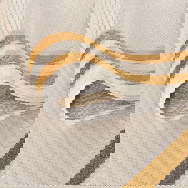 Bordered Living Room rug, gold-cream colours, stain-resistant and non-shedding