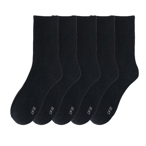 Anysox 5 Pairs Men’s Cotton Socks Size 43-48 Solid Colors