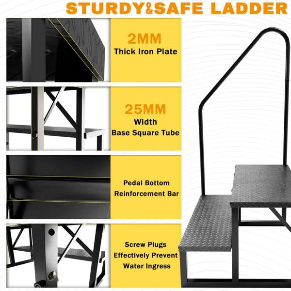 2 Step Ladder for Campervan/Caravan/ RV/ Hot Tub/ Pool with Handrail OLPRO Extra